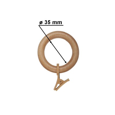 Kroužek s žabkou pro tyč 28mm odstín buk