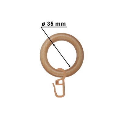 Kroužek s háčkem pro tyč 28mm odstín buk