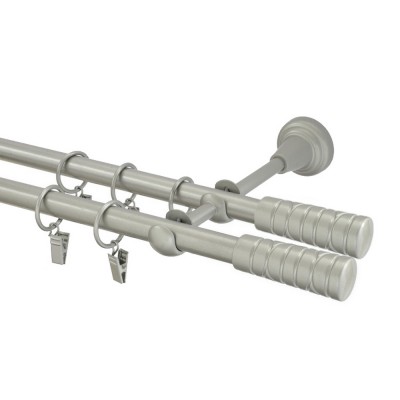 Garnýž kovová dvouřadá 16mm Torino double stříbrná mat