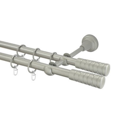 Garnýž kovová dvouřadá 16mm Torino double stříbrná mat