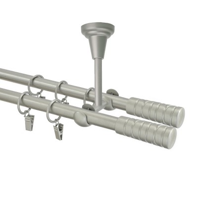 Garnýž kovová dvouřadá 16mm Torino double stříbrná mat