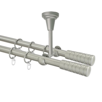 Garnýž kovová dvouřadá 16mm Torino double stříbrná mat