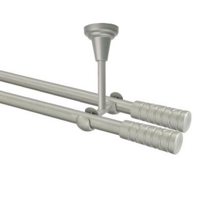 Garnýž kovová dvouřadá 16mm Torino double stříbrná mat