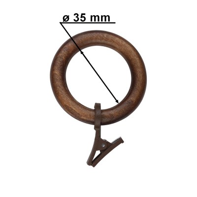 Kroužek s žabkou pro tyč 28mm odstín ořech