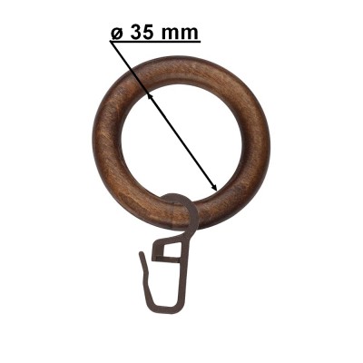 Kroužek s háčkem pro tyč 28mm odstín ořech