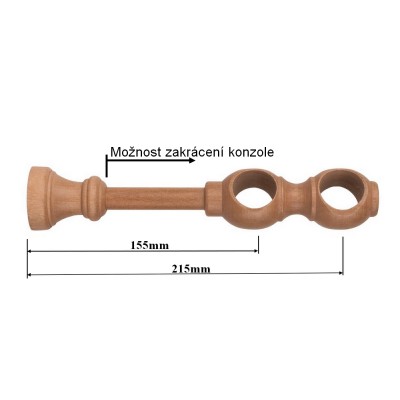 Konzole dvouřadá pro tyč 28mm odstín jasný dub