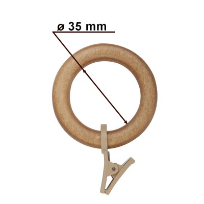 Kroužek s žabkou pro tyč 28mm odstín jasný dub