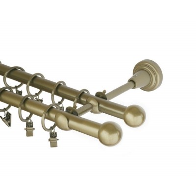 Garnýž kovová dvouřadá 16mm Koule zlatá antik