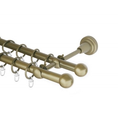 Garnýž kovová dvouřadá 16mm Koule zlatá antik