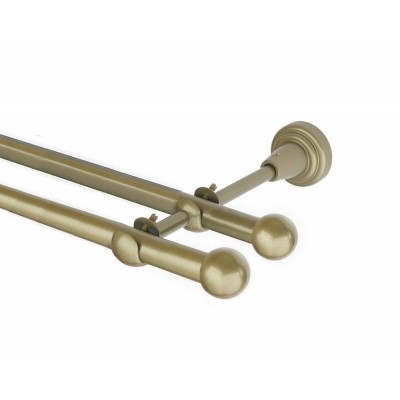 Garnýž kovová dvouřadá 16mm Koule zlatá antik