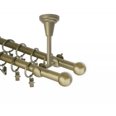 Garnýž kovová dvouřadá 16mm Koule zlatá antik