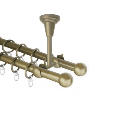 Garnýž kovová dvouřadá 16mm Koule zlatá antik