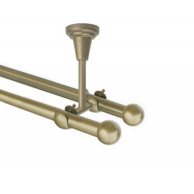 Garnýž kovová dvouřadá 16mm Koule zlatá antik