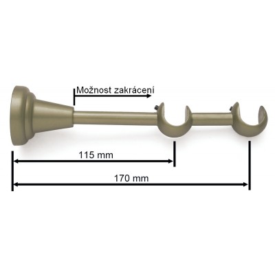 Garnýž kovová dvouřadá 16mm Koule zlatá antik