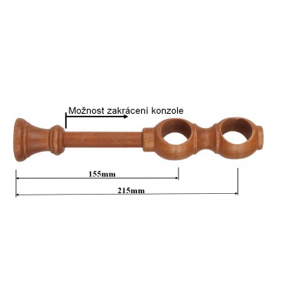 Konzole dvouřadá pro tyč 28mm odstín třešeň