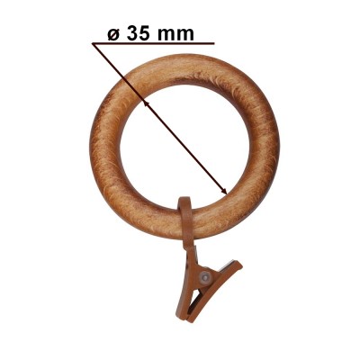 Kroužek s žabkou pro tyč 28mm odstín třešeň