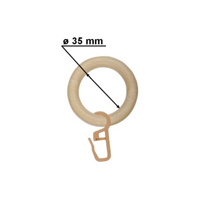 Kroužek s háčkem pro tyč 28mm odstín borovice