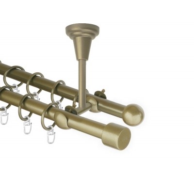 Garnýž kovová dvouřadá 16mm Pullo zlatá antik