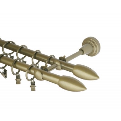 Garnýž kovová dvouřadá 16mm Špice double zlatá antik