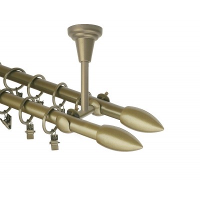 Garnýž kovová dvouřadá 16mm Špice double zlatá antik