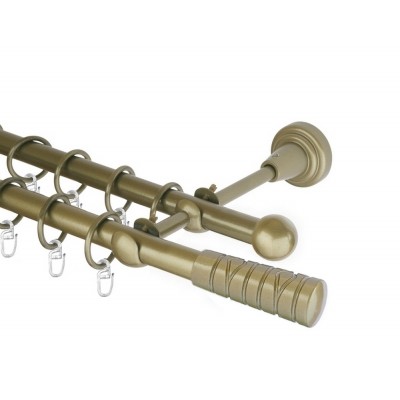 Garnýž kovová dvouřadá 16mm Torino zlatá antik