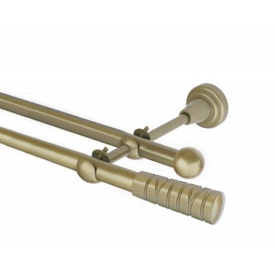 Garnýž kovová dvouřadá 16mm Torino zlatá antik