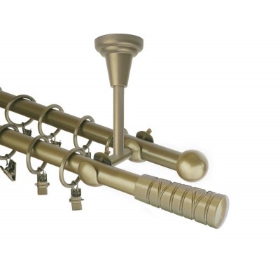 Garnýž kovová dvouřadá 16mm Torino zlatá antik