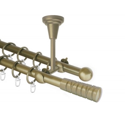 Garnýž kovová dvouřadá 16mm Torino zlatá antik