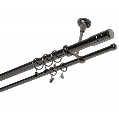 Garnýž kovová dvouřadá 25/16mm Cylinder onyx