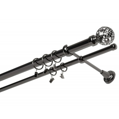 Garnýž kovová dvouřadá 25/16mm Koule retro onyx