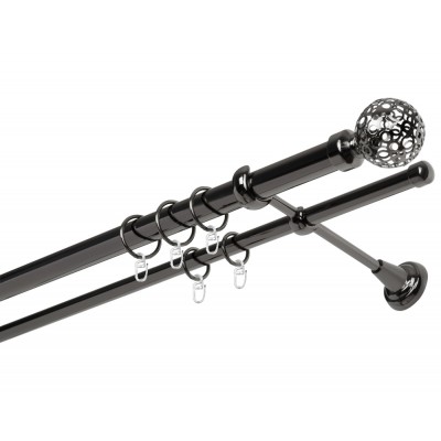 Garnýž kovová dvouřadá 25/16mm Koule retro onyx