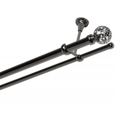 Garnýž kovová dvouřadá 25/16mm Koule retro onyx