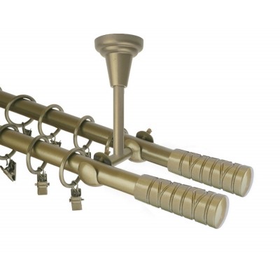 Garnýž kovová dvouřadá 16mm Torino double zlatá antik