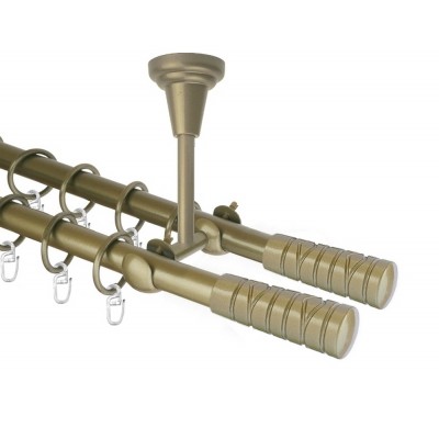 Garnýž kovová dvouřadá 16mm Torino double zlatá antik