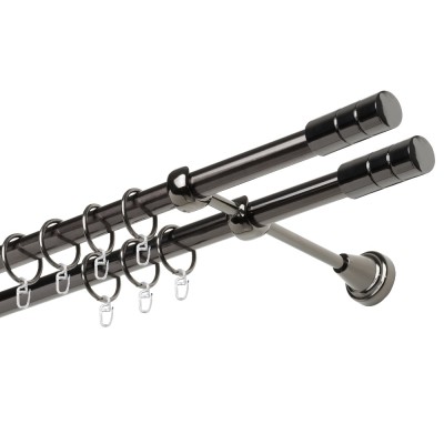 Garnýž kovová dvouřadá 19mm Cylinder double onyx