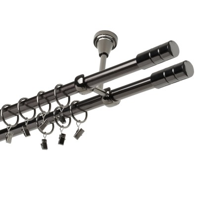 Garnýž kovová dvouřadá 19mm Cylinder double onyx