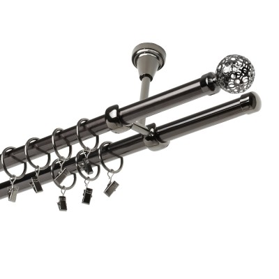 Garnýž kovová dvouřadá 19mm Koule retro onyx