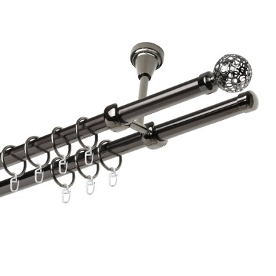 Garnýž kovová dvouřadá 19mm Koule retro onyx