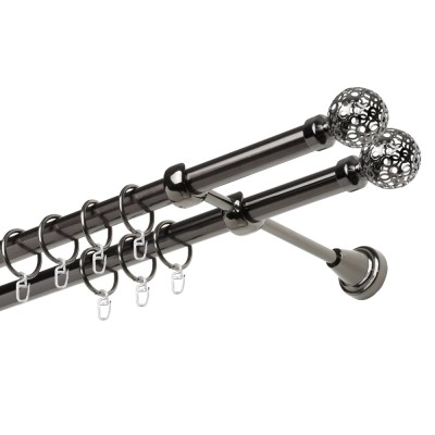 Garnýž kovová dvouřadá 19mm Koule retro double onyx