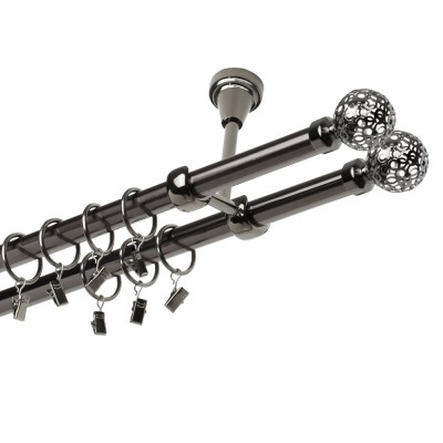 Garnýž kovová dvouřadá 19mm Koule retro double onyx