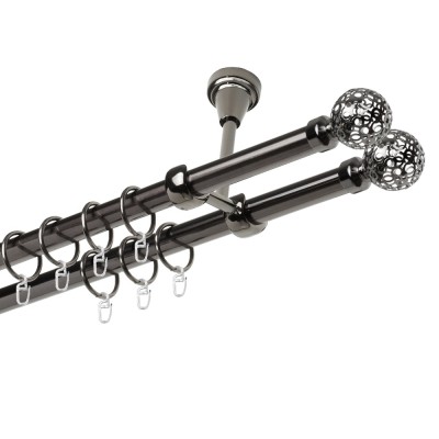 Garnýž kovová dvouřadá 19mm Koule retro double onyx