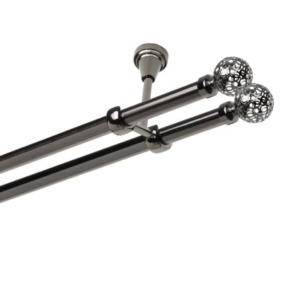 Garnýž kovová dvouřadá 19mm Koule retro double onyx