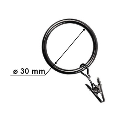 Kroužek s žabkou pro tyč 19mm onyx