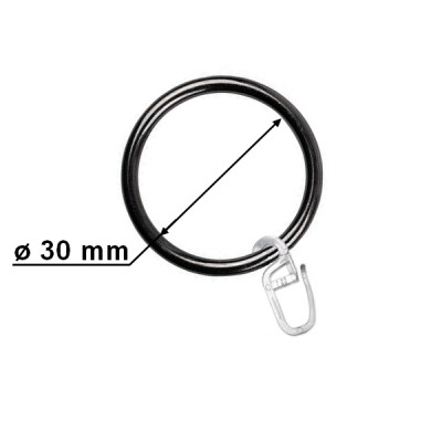 Kroužek s háčkem pro tyč 19mm onyx