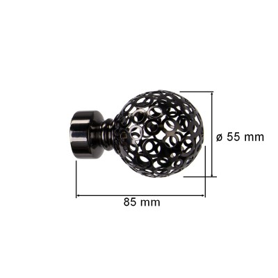 Koncovka pro tyč 19mm Koule retro onyx