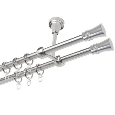Garnýž kovová dvouřadá 19mm Capri double nerez