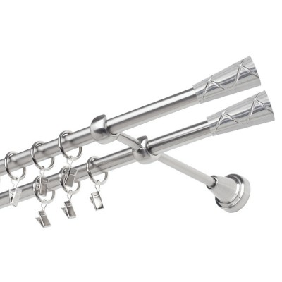 Garnýž kovová dvouřadá 19mm Trapezium double nerez