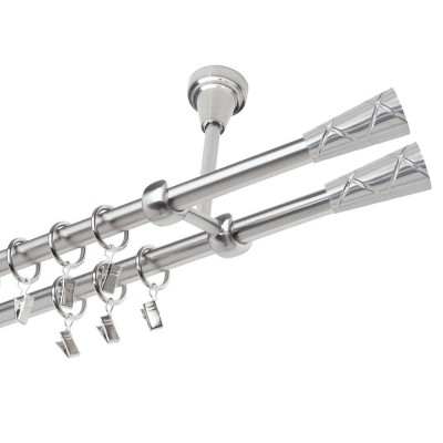 Garnýž kovová dvouřadá 19mm Trapezium double nerez