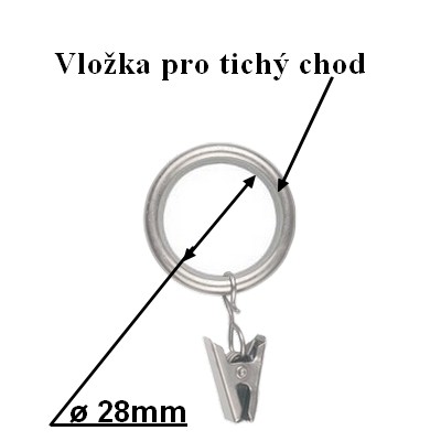 Kroužek s žabkou pro tyč 19mm satina