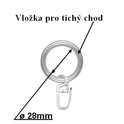 Kroužek s háčkem pro tyč 19mm satina